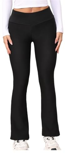 XIEHYA Varma yogabyxor dam fleecefodrade utsvängda leggings hög midja magkontroll termisk varm vinter för kvinnor träning yogabyxor termiska leggings, Svart, M
