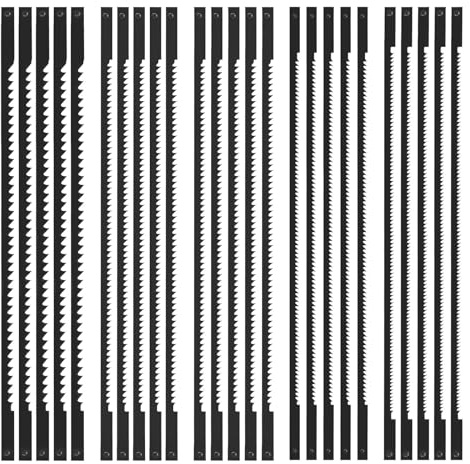 25 Stück Dekupiersägeblätter Set,127mm Feinschnitt Laubsägeblätter mit Stift, 10/15/18/20/24 Zähne Dekupiersäge Sägeblätter Passend für Elektrowerkzeug Holzbearbeitung Zubehör