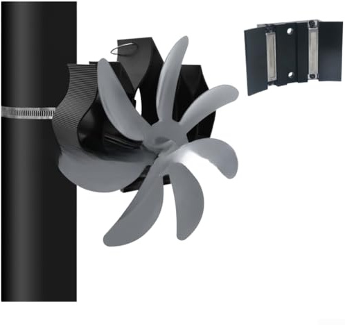 Magnetischer wärmebetriebener Ofenventilator für Holzkamin, eloxiertes Aluminium, Wandheizung mit 203 CFM Luftstrom, leiser Betrieb ≤ 35 dB, keine Batterie erforderlich (Eisengrau)