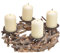 Matches21 - Corona de Adviento Rústica Decoración Navideña de Madera Vieja con raíces de Madera y 4 portavelas, 1 Unidad de 30 cm de diámetro