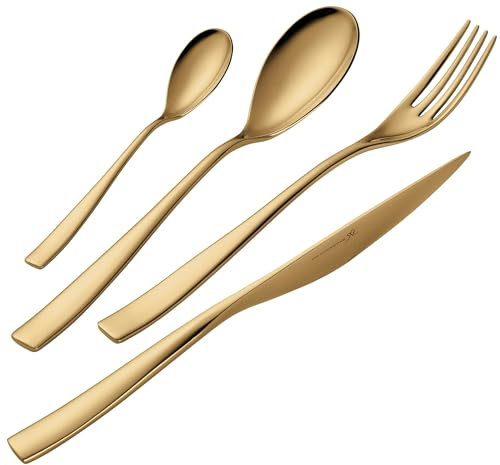 Servizio Set di Posate 24 Pezzi in Acciaio 18/10 PVD Eme Etoile Gold