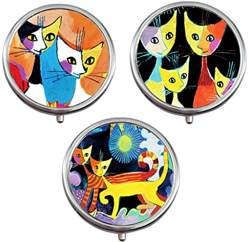 3 pcs Pill Box Metall Pillendose Rund pill box, Pillenetui Kleine 3 Fächer Tragbare Reise Pillendose mit Spiegel Vitamine Medizin Tablet Organizer Case für Tägliche und Reise Verwenden