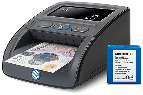 Safescan 155-S Portable Counterfeit Money Detector that Quickly Verifies Banknotes - Money Machine with 7-Point Detection - 100 Percentage Accurate Money Checker Machine with Included Battery