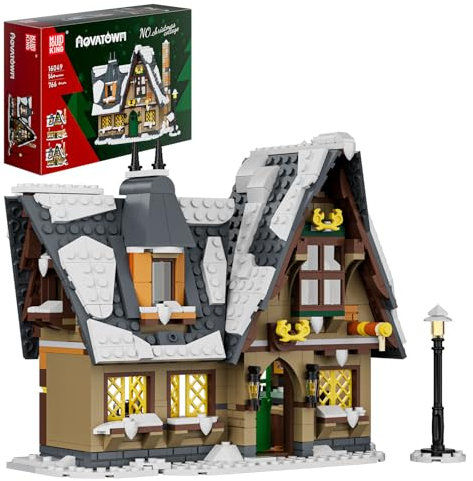 Mould King 16049 Weihnachten Haus Bausteine Weihnachten Lebkuchen Haus Klemmbausteine Mit Schneedekoration Dekoration Geschenk Spielzeug (766 Teile)