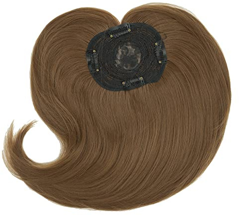 IMISSU Langer Clip in Toupetes Haarteil Verlängerung Toupee Topper Wiglet Top Dünnes Haar für leichten Haarausfall Volumen (Gelbbraun)
