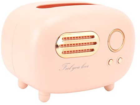 Topiky Taschentuch-Abdeckungsbox in Retro-Radioform, Modische Taschentuchbox-Abdeckungshalter, Taschentuch-Organizer für Küche, Badezimmer, Waschtisch, Schlafzimmerkommoden, Nachttische (Rosa)