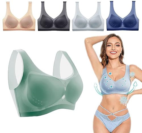 mugeleen PISPARA Ionische Hebe-Korrektur-Lymphvität-Entgiftungs-BH, PISPARA Ion Lifting & Lymphvity Entgiftungs-BH, Kompfort Formung Hebe-Bra, Non-Marking, Abnehmbarer (5XL, Khaki)