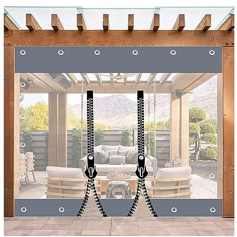 Klare Planenvorhänge for den Außenbereich, 0,5 mm robuste wasserdichte Plane mit Reißverschluss, transparente Planenabdeckung mit Reißverschluss, for Terrassenüberdachung (Size : H0.5xW1m/H1.6xW3.2ft