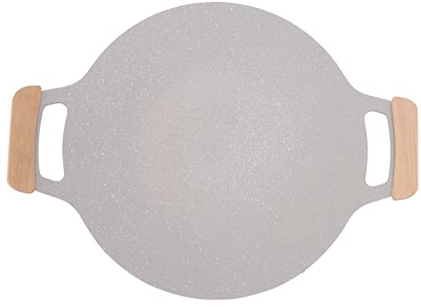 Indoor Outdoor Korean Grill Pan,Nonstick Aluminum BBQ Grill Plate with Handles Compatible with Gas Stove, Induction Cooktop, Oven, Grills, Indoor Outdoor Grilling(34cm)