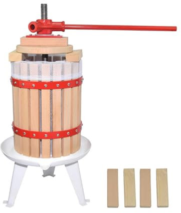 NGARY Obstpresse Traubenzerkleinerer, 6 Liter Fruchtweinpresse, Manuelle Saft-Apfelwein-Weinherstellungspresse Mit 4 Pressblöcken, Für Manuelle Entsafter Zu Hause, Trauben, Äpfel, Beeren
