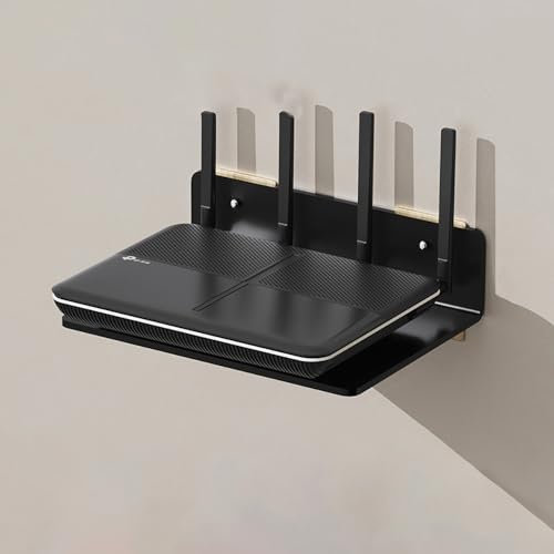 LNGFSH Wall Mounted Projector Shelf Aluminum Router Rack DVD Player Bracket, Floating Wall Shelves For Media Boxes/Blu-Ray Players/Satellite TV Box/Speakers/Modem (Black,23cm)