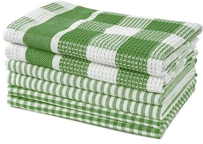 LANE LINEN Dishcloths for Kitchen - 6 Pack Cotton Dish Drying Towels, Soft, Durable, Absorbent Kitchen Dish Towels for Drying Dishes, Multi Purpose Kitchen Dish Cloths for Cleaning, 13x13 - Olive