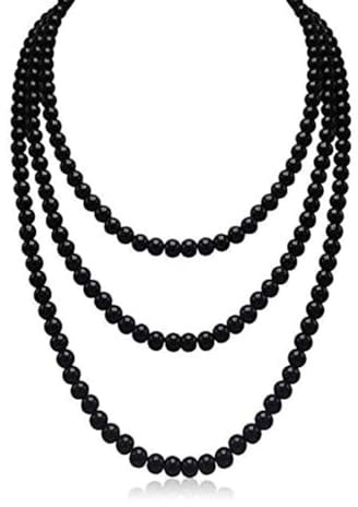 Danshinbow Multi Layered Perlenkette Beaded Clavicle Choker Einstellbarer Schmuck für Frauen und Mädchen (schwarz)