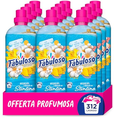 Fabuloso Ammorbidente Concentrato I Regalati l'Italia con Profumi di Stintino 12x585ml | Fragranza che Dura per Settimane* | Fragranza Attivata dal Movimento | 312 Lavaggi