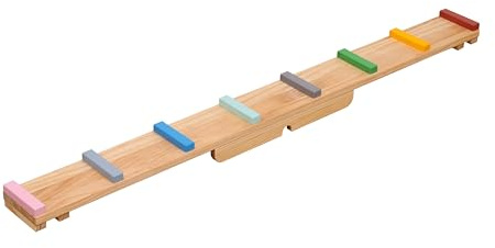 Funphix Genuine Wood Seesaw & Balance Beam Indoor Gym for Kids & Toddler Ages 2-10 - Versatile Modular Design, Paintable for Custom Look, 61x5.5x10.6, Montessori Experience for Home