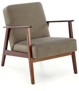 KRESTON Sessel ASENTO, Retro Cocktailsessel aus Massivholz für Wohnzimmer, TV Sessel