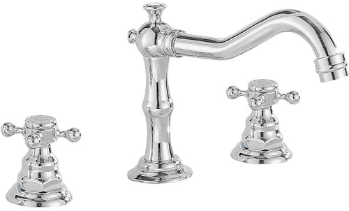 3 Holes Vintage Double Handle Basin Mixer Tap Widespread Bathroom Sink Bathtub Tap Deck Mounted,8 inch 2 Handles 3 Holes Bath Tub Tap Chrome