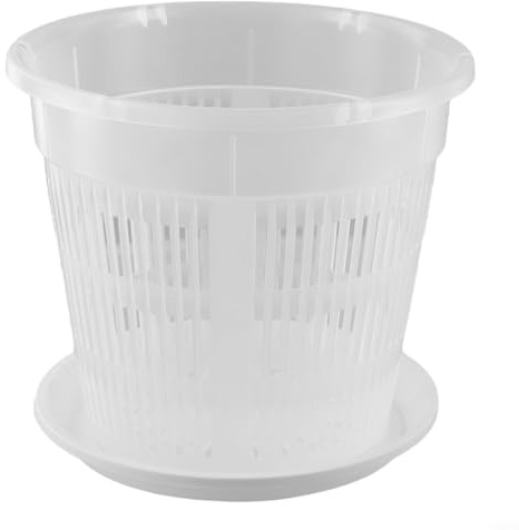 Orchideentöpfe aus Kunststoff, transparent, 16 cm/19 cm, mit Löchern und Untersetzern, Kindergartentöpfe zum Umtopfen von Orchideen (19 cm), 5 Stück