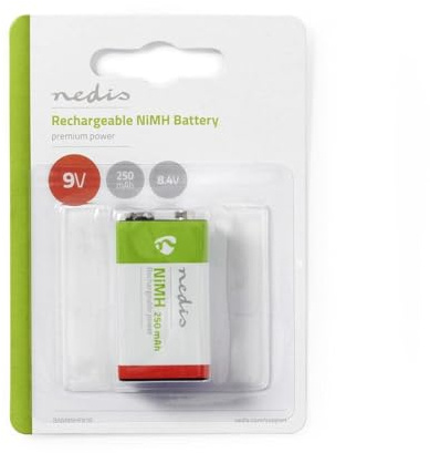 Batería Recargable 9V 250mAh, 6 Horas de Carga, Ideal para Dispositivos electrónicos y de Respaldo de energía.