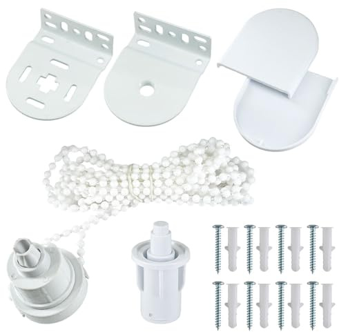 ciciment 32mm Roller Blind Brackets & Fittings Kit, Curtain Blind Accessories with Beaded Chain & Screws, Replacement Roller Blind Spares for Roller Shutters & Window Blinds