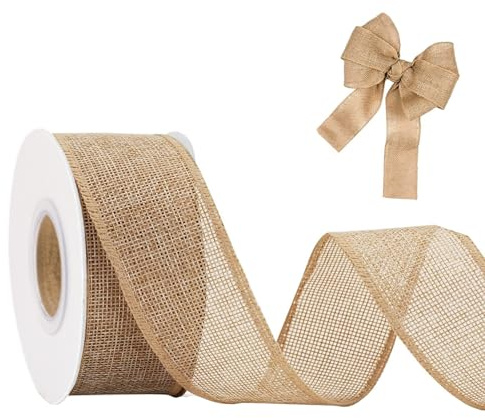 4cm Wired Burlap Ribbon, 10m Wide Jute Hessian Ribbon for Giftwrapping | For Crafting, Wreath, Bows, Decoration (4 cm x 10 m, Brown)