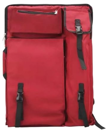 HMXRJKL Kunst Mappe Tasche Kunsttasche, großes Fassungsvermögen, Zeichenbrett, Kunstbedarf, Maltasche, A2, Zeichentasche for Künstler Für Zeichenbretter(Red)
