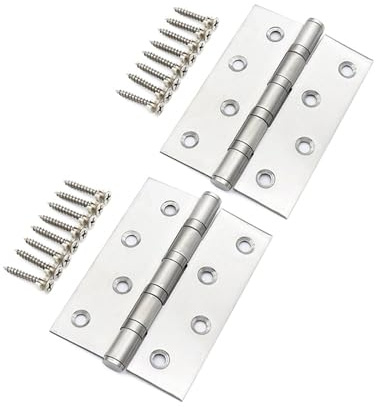 DOETYD 1 Pairs Door Hinges 4 inch 100mm Stainless Steel Heavy Duty Hinges for Wood Ball Bearing Silver