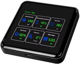 Luobannm Unidad de Estado Sólido Portátil SSD de 1 TB, Disco Duro Externo M.2 USB 3.2 Gen2 de 20 Gbps con Pantalla LCD Digital.