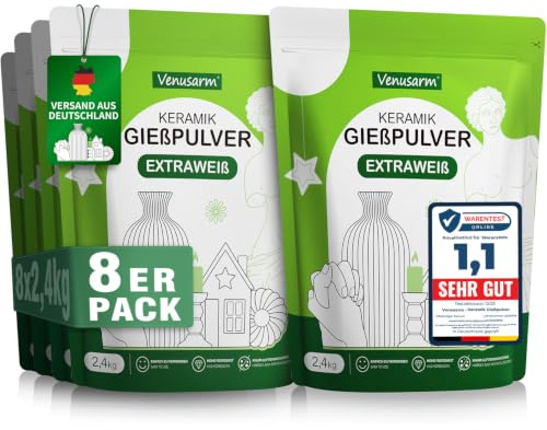 Keramik Gießpulver Weiß 19,2kg, Reliefgießpulver Lufthärtend und Geruchslos