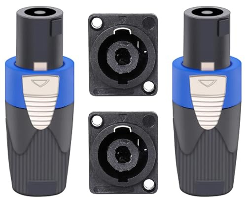 Greluma 2er Pack Anschlussset kompatibel mit Speakon, 4-poligem Lautsprecherstecker mit Drehverriegelung und Einbaubuchsen, kompatibel mit den Serien NL4FC, NL4FX, NL4MPR und NL2