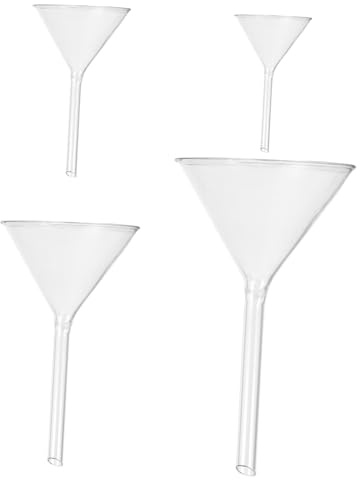 UTHCLO 4piezas Embudos De Vidrio Con Tallo Corto Resistentes Químicos Para Laboratorio Reutilizables y Aptos Para Líquidos y Polvos Duraderos y Fáciles De Limpiar