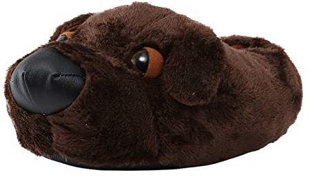 Generisch Zapatillas para mujer con diseño de perro, zapatillas novedosas para hombres y mujeres, lindas, suaves, animal, divertidas, invierno, cálidas, calzado para el hogar, dibujos animados, café