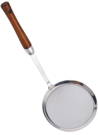 TOYANDONA Colador para Filtrar Aceite de Acero Inoxidable de Malla Fina Mango de Madera Utensilio Resistente y Práctico en Cocina para Freidora y Frituras