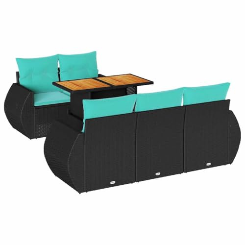 vidaXL Loungegrupp med dynor 6 delar svart konstrotting, utomhus soffa set, trädgård lounge inställning, trädgård hörn soffa set, trädgård lounge set