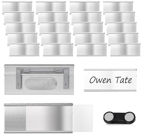 20 Stück Namensschilder für Kleidung Magnet, 72mm x 31mm, Namensschilder für Kleidung, Magnet Namensschilders mit Nadel zum Anstecken für Arbeit, Schule, Ausstellung, Restaurant