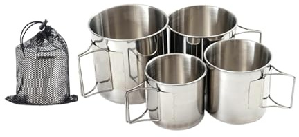 Ronyme Lot de 4 gobelets de Camping et de 220 ML, 330 ML, 500 ML, 660 ML avec poignées Pliables pour randonnées pédestres