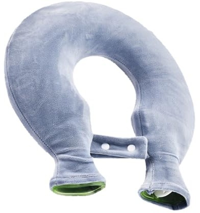 Docache Borsa dell'acqua calda in PVC con morbida copertura in pile | Terapia del calore per collo, spalle e schiena | Inodore, lavabile, riutilizzabile (Blu)