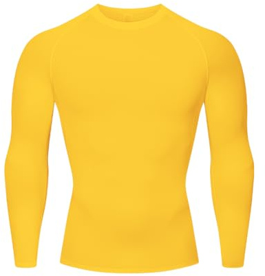 HYCOPROT Tee Shirt Compression Homme T-Shirt à Manches Longues Séchage Rapide Respirant pour Entraînement, Gym, Course à Pied