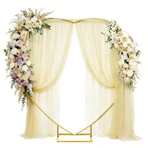 2M Herz Hochzeitsbogen, Metall-Ballonbogen, Loving Heart Balloon Arch Metall Arch Stand, Hochzeit Blumen Herzförmiges Kreis Rahmen Hoop Ständer Ballonbogen Set für Partys, Hochzeiten, Geburtstage
