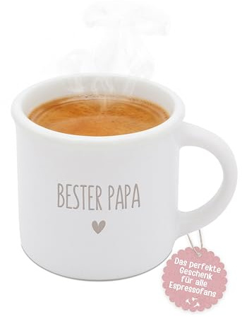 wunderwunsch Personalisierte Espressotasse, Keramik Tasse mit Gravur, Name | Espressotassen mit Wunschtext, Vatertag, Weihnachten, Wichtelgeschenk, Spruch lustig, Papa, Oma, Opa, Angler