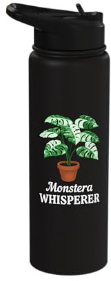 Monstera Whisperer Variegated Monstera House Plant Stainless Steel Insulated Water Bottle