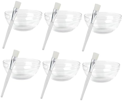Artibetter 12 Cuencos para Mezclar Mascarillas Faciales 12 Brochas Aplicadoras, Material Ps Lavable para Uso en Salón de Belleza y Cuidado Facial