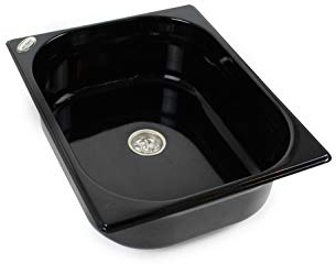 Edelstahl Spülbecken Design Dunkel Camping Spüle Waschbecken Wohnmobil Caravan + Ablauf 325x265x100 mm (ad-ideen)