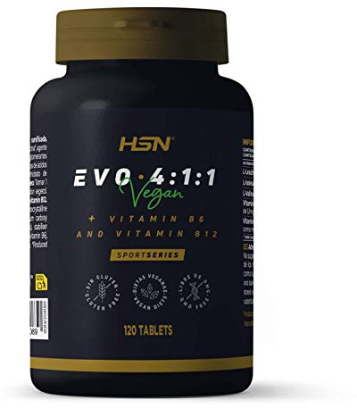 HSN BCAA Evo 4:1:1 | 120 Tabletas | 3000mg Aminoácidos Ramificados Ratio 4 1 1 (Leucina, Valina, Isoleucina) por Dosis Diaria + Vitamina B6 y B12 | No-GMO, Vegano, Sin Gluten