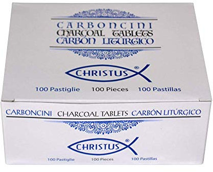 Christus - Charbon de bois de 40 mm pour encens - Charbons pour grains résines et feuilles - Allumage rapide | 100 pièces