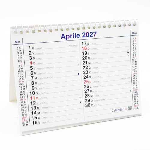 Calendario 2027 da tavolo olandese santi e lune cm 20x15 per ufficio casa e lavoro (30 FACCIATE)