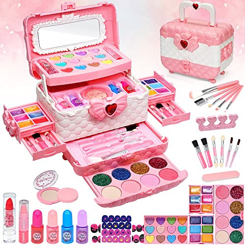 EVACOK Kids Makeup Sets For Girls - Children Makeup Sets For Girls Washable Make Up Set, Childrens Princess Play Games Toys Presents, Little Girl Birthday Gifts Set For Age4-12 Year Old (EVACOK-11)