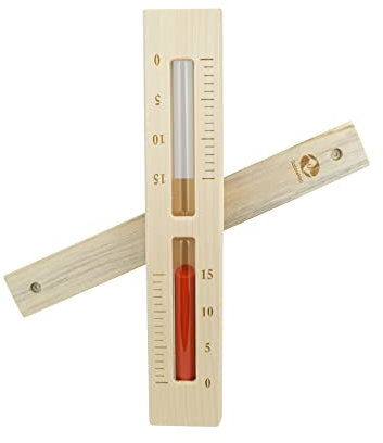 SudoreWell® Sauna Sanduhr Premium 15 Minuten aus Kiefernholz mit Bügel und rotem Sand