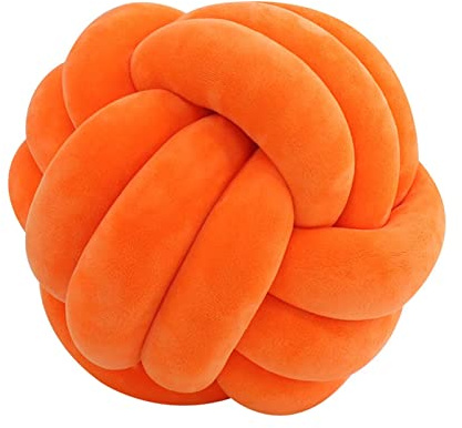Edumov Cojín de nudos, cojín de nudos, cojín tejido a mano, cojín de peluche, escandinavo, cojín decorativo nudo, cojín anudado para sofá, cama, habitación, naranja, 35 cm
