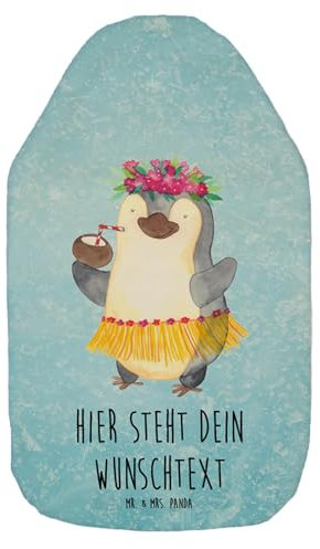 Mr. & Mrs. Panda Personalisierte Wärmflasche Pinguin Kokosnuss - Personalisierte Geschenke, Wärmekissen mit Namen, Aloha, Personalisierte Kinder